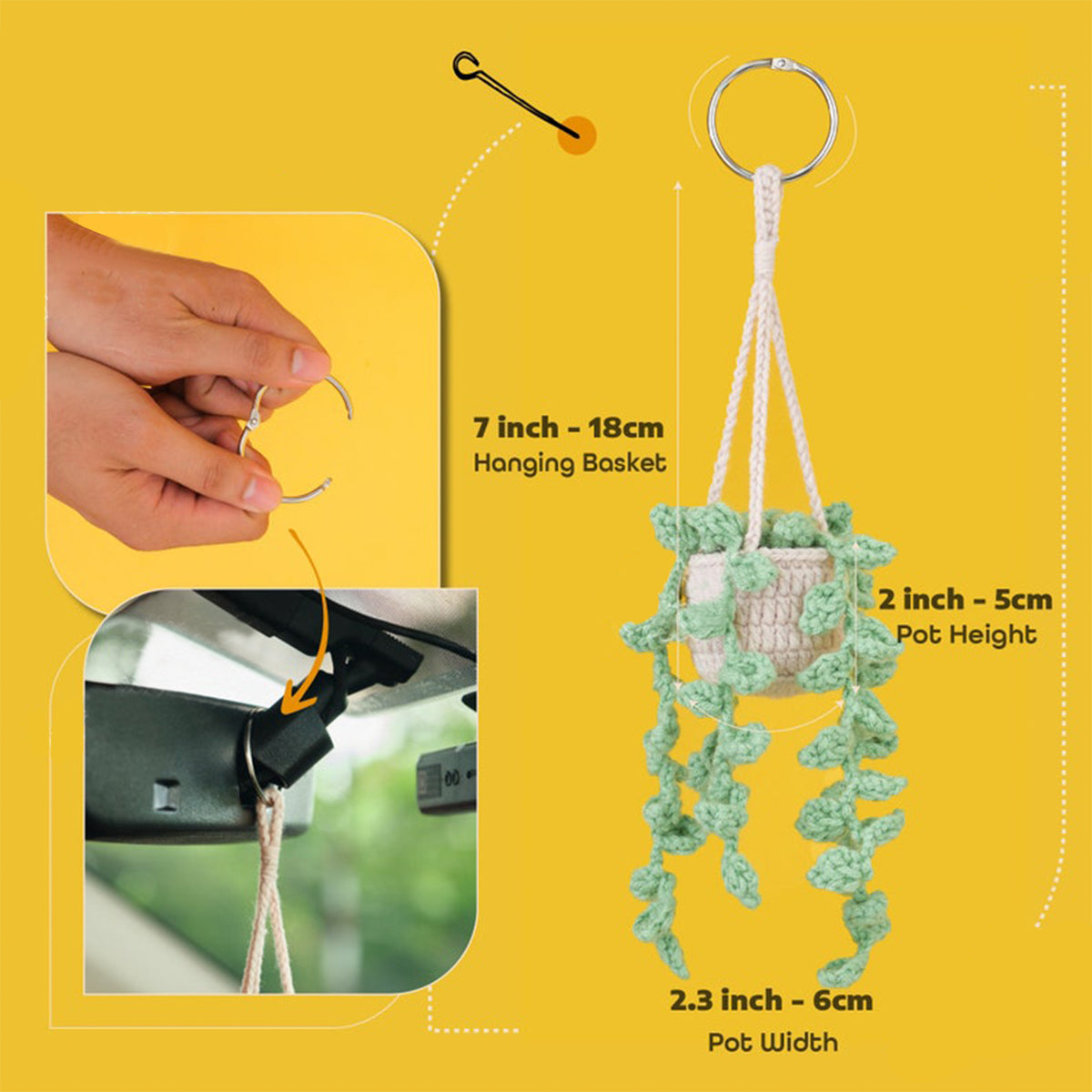 N'importe quel message - Décoration de voiture en forme de plante au crochet