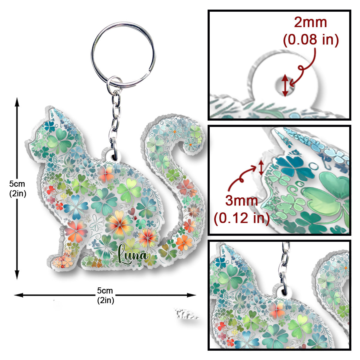 Lucky Cat - Personalized Cat Keychain