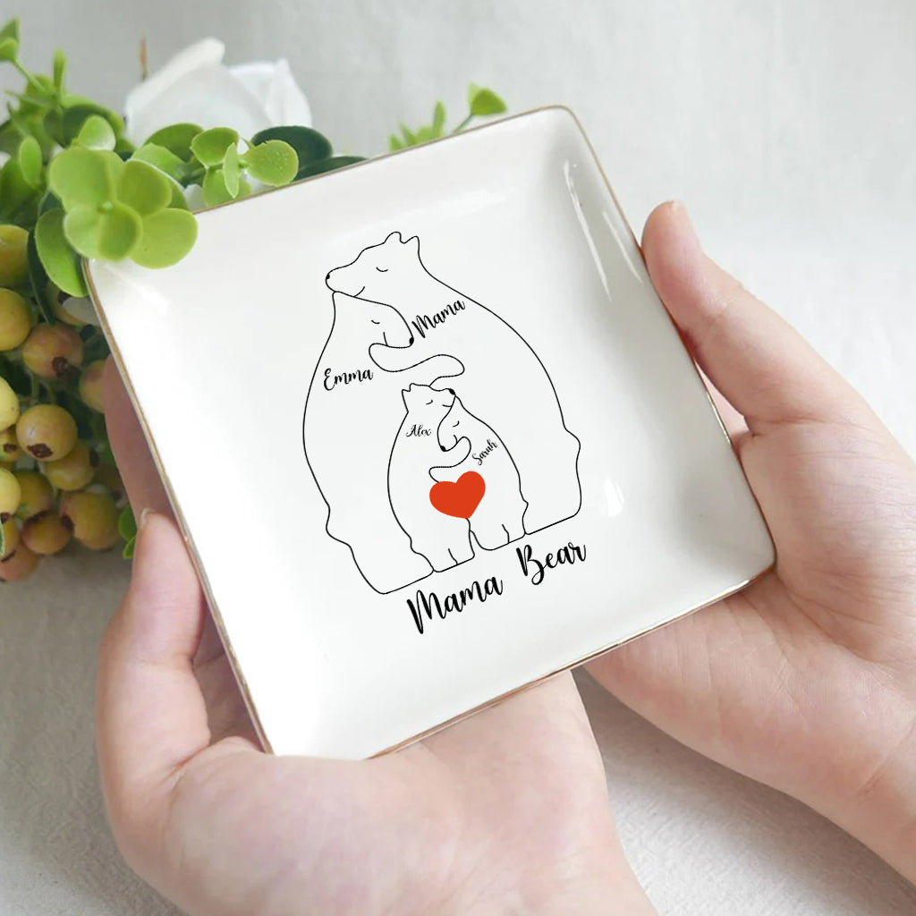 Mama Bear Daisy - Personalized Mother Jewelry Dish