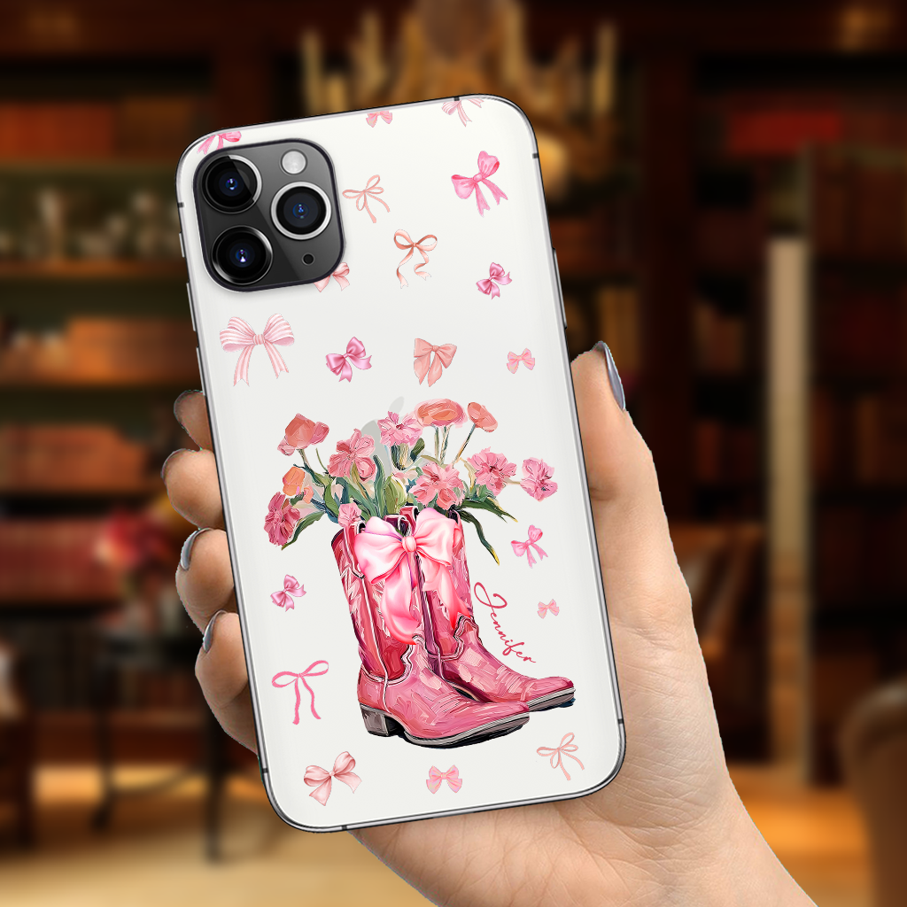 Cowgirl Boots Coquette - Personalized Horse Clear Phone Case