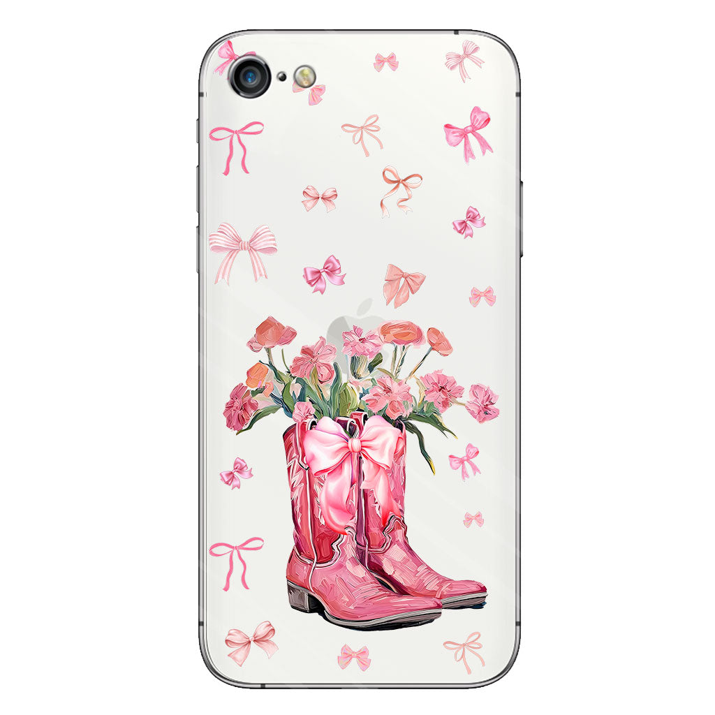 Cowgirl Boots Coquette - Personalized Horse Clear Phone Case