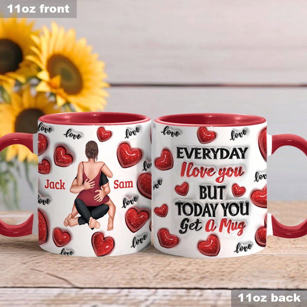Everyday I Love You - Personalized Couple Accent Mug