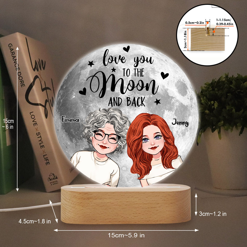 Love You To The Moon & Back - Personalized Mother Shaped Plaque Light Base