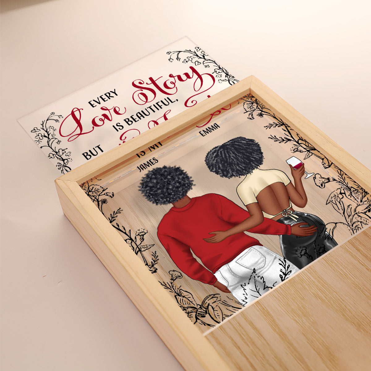 Every Love Story Is Beautiful But Ours Is My Favorite - Personalized Couple Picture Frame Light Box