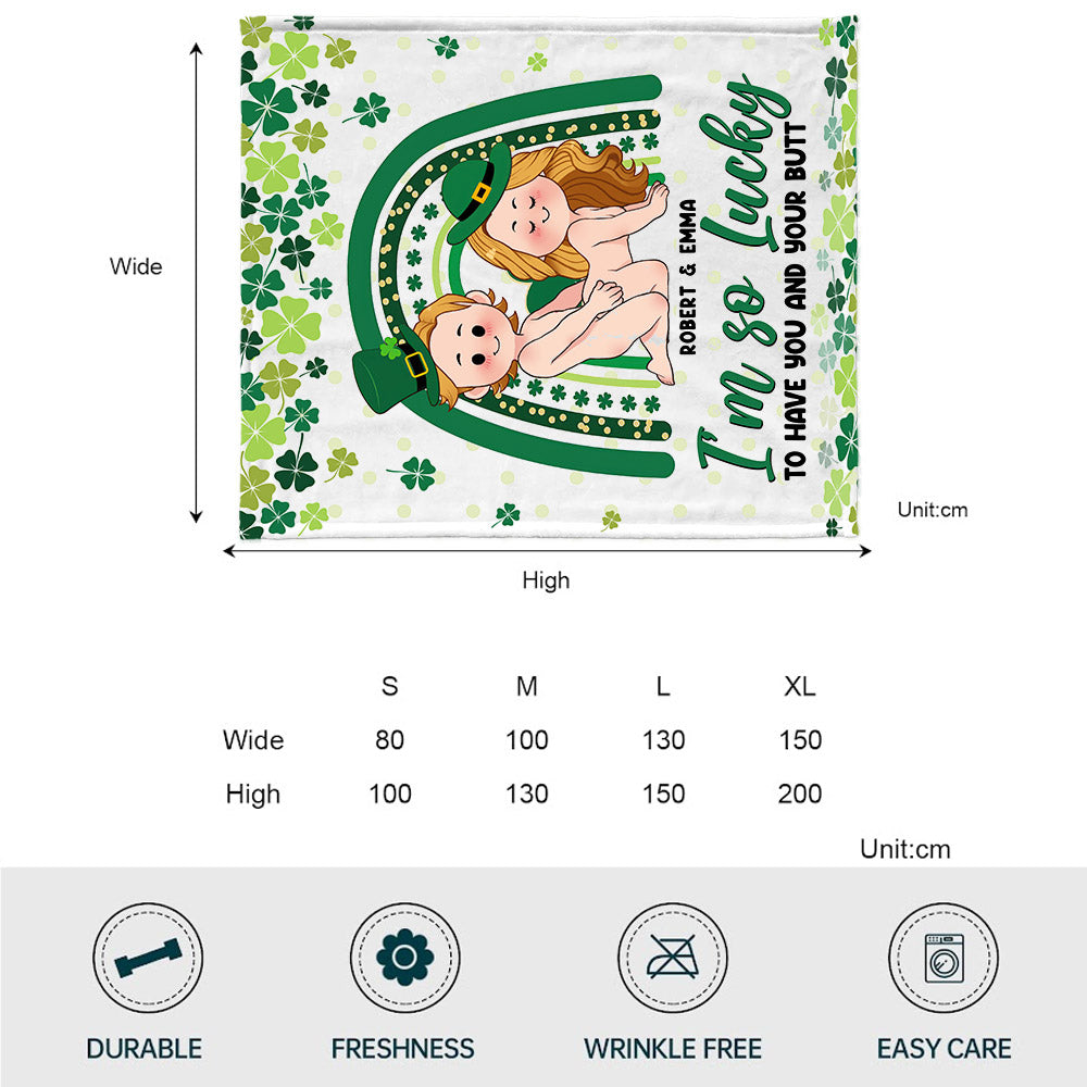 Lucky To Have You And Your Butt - Personalized Couple Blanket