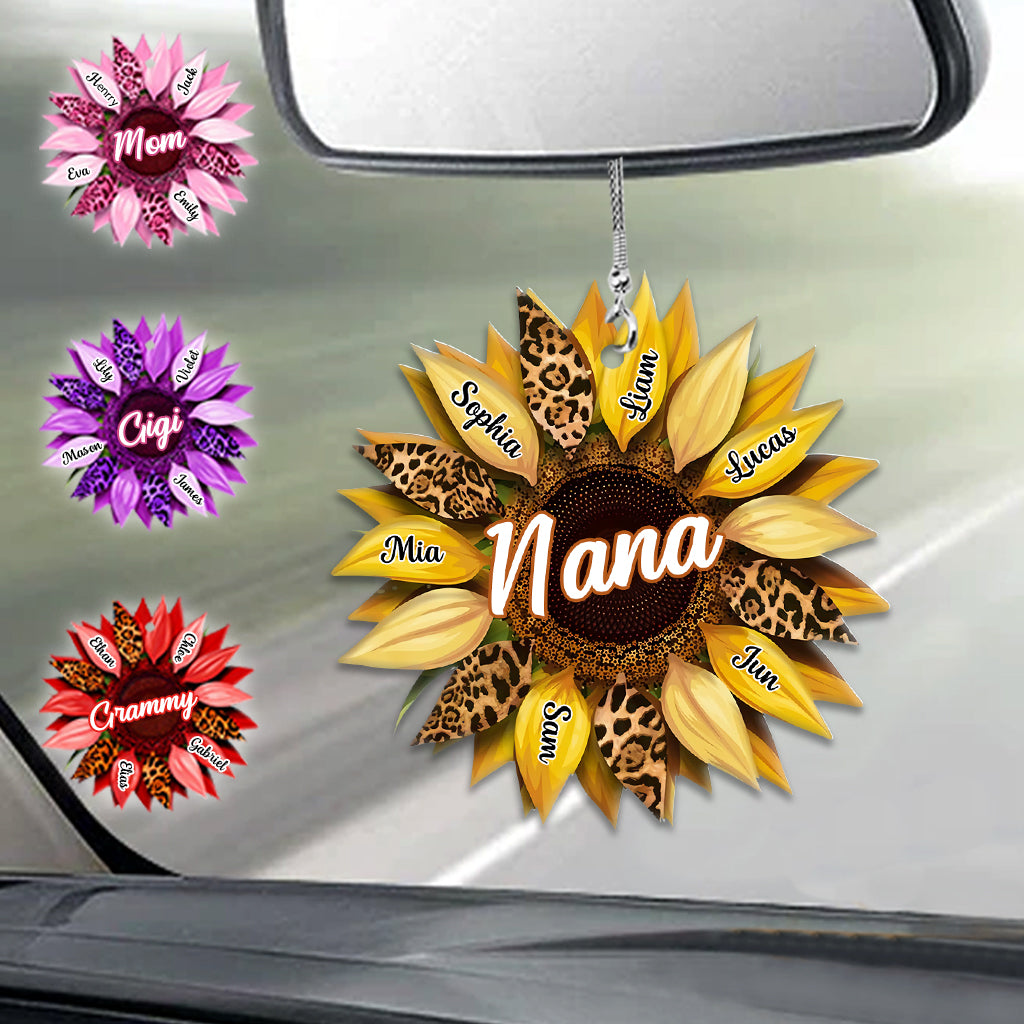 Nana Mom Auntie Family Sunflower - Personalized Grandma Car Ornament