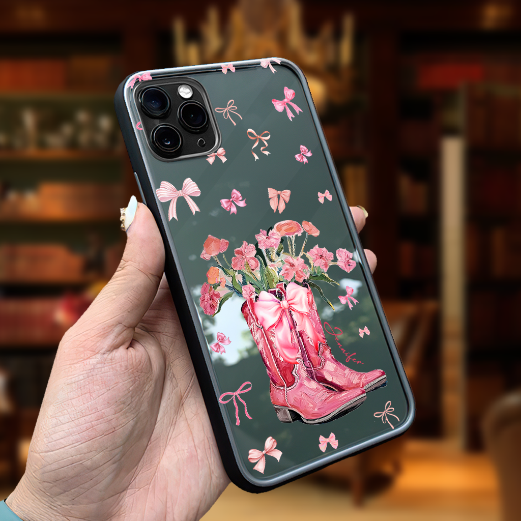 Cowgirl Boots Coquette - Personalized Horse Clear Phone Case