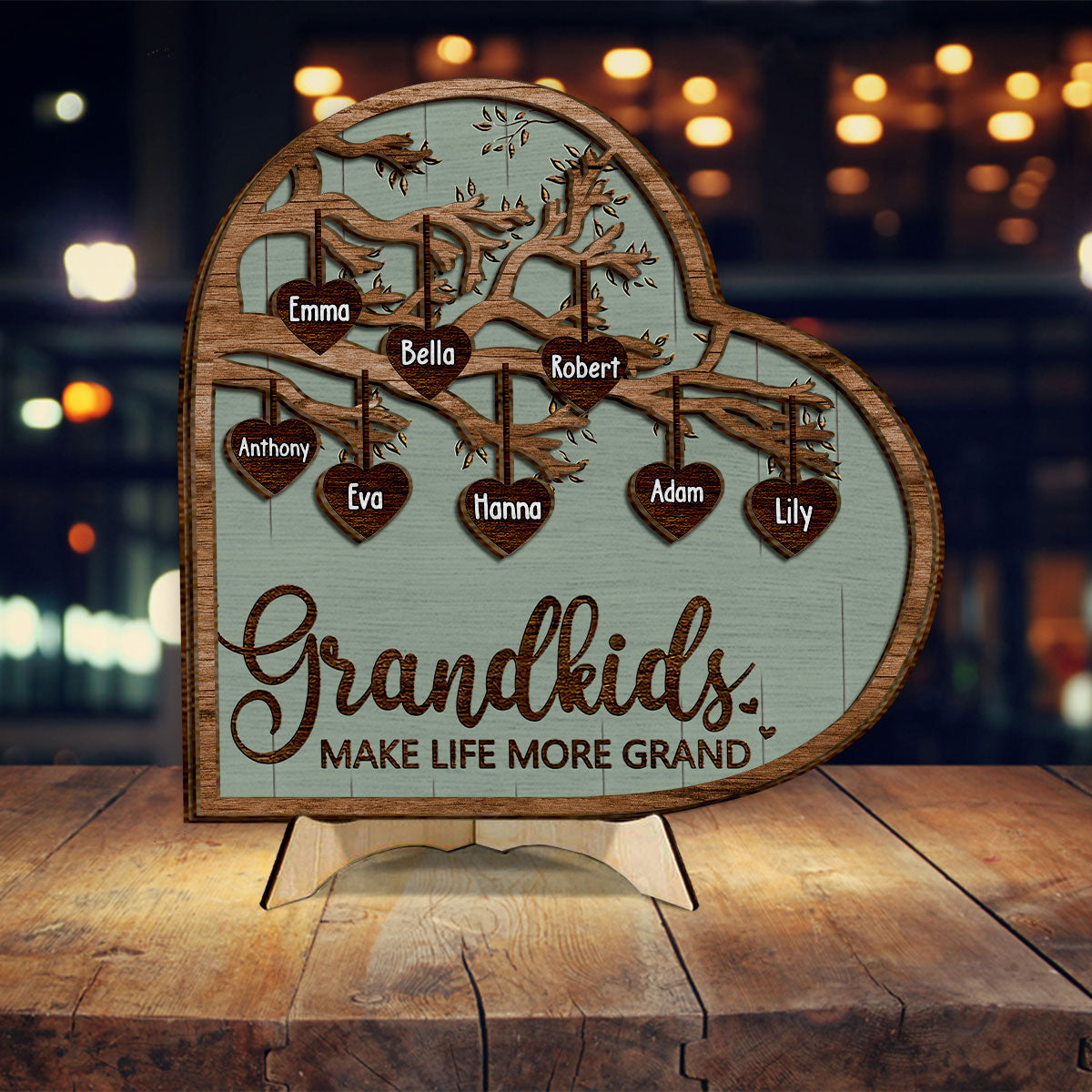 Enkelkinder machen das Leben schöner – Personalisiertes 2-lagiges Holzschild „Oma“ / Holzplakette