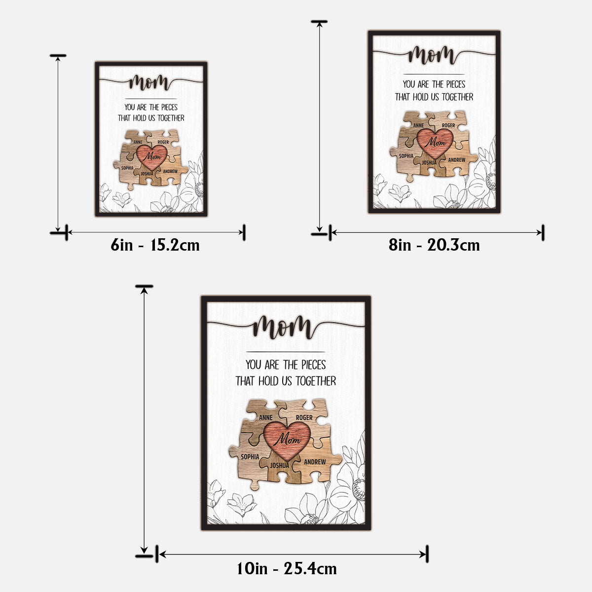 Mom You Are The Piece That Hold Us Together - Personalized Mother 2 Layered Wood Sign / Wood Plaque