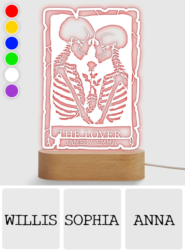 The Lover Romantic Skeletons - Personalized Couple Shaped Plaque Light Base
