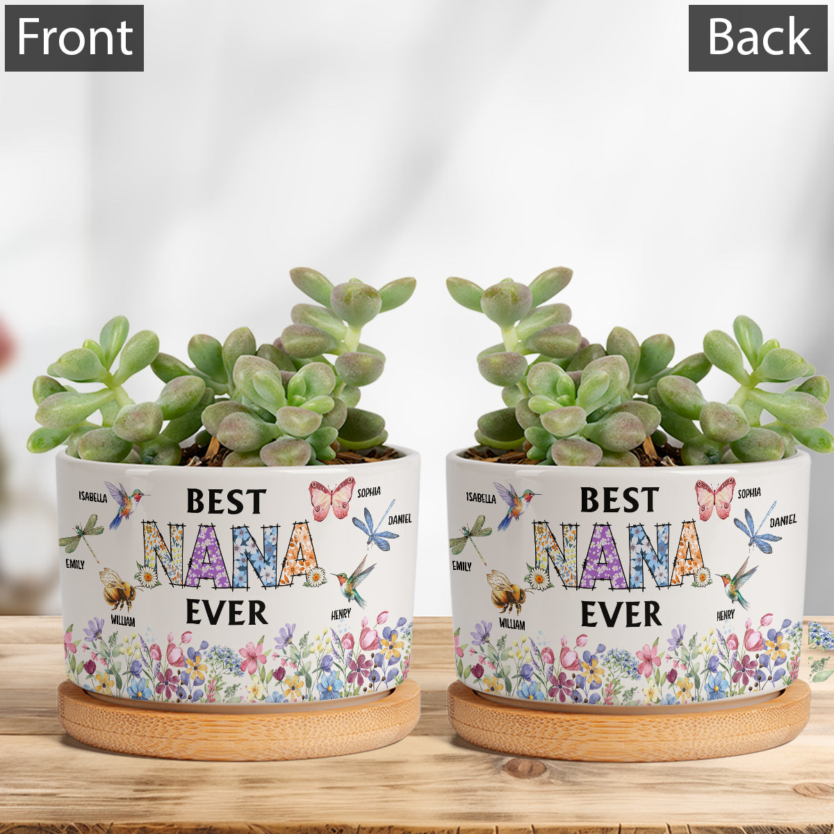 Best Mom Nana Ever - Personalized Grandma Ceramic Plant Pot