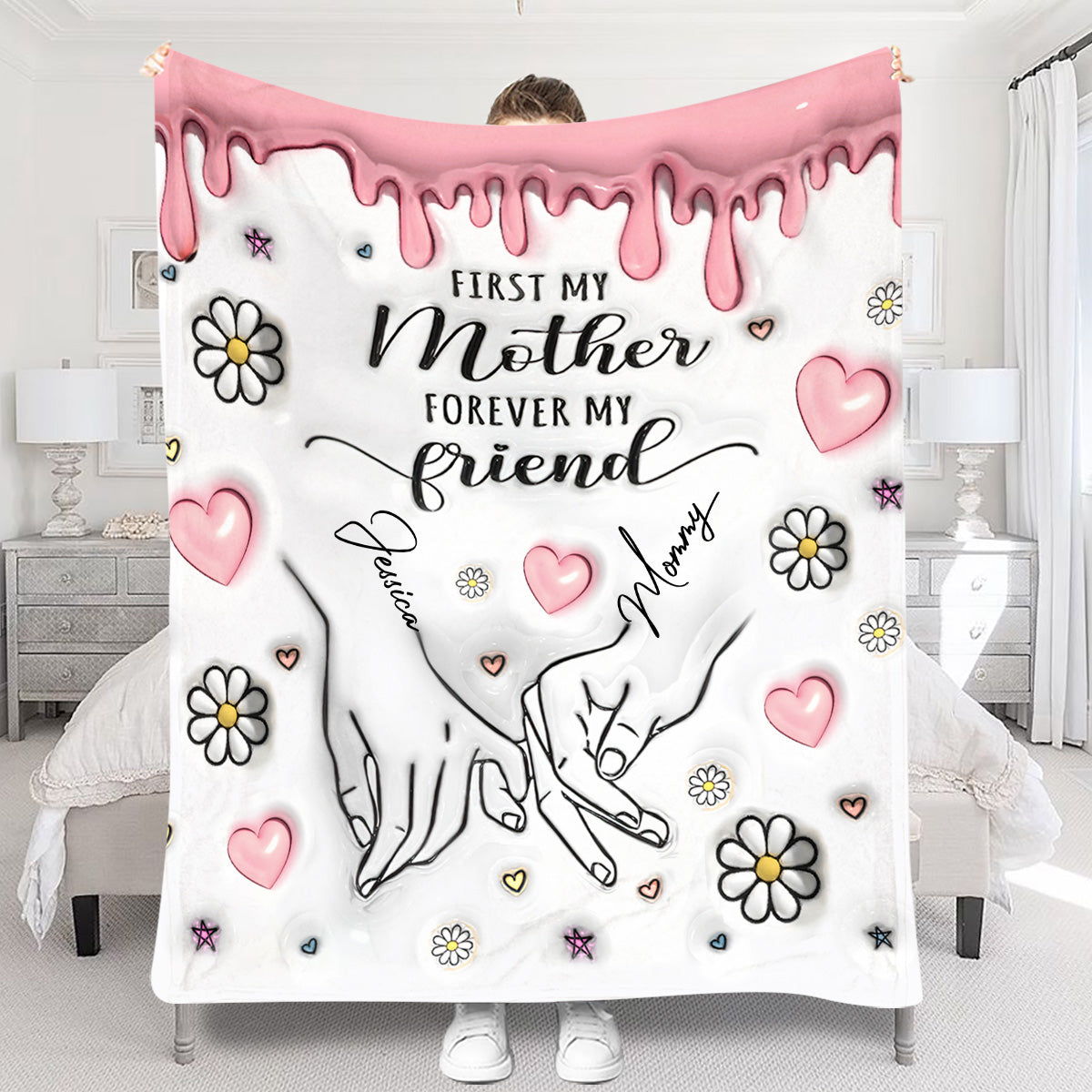 First My Mother Forever My Friend - Personalized Mother Blanket