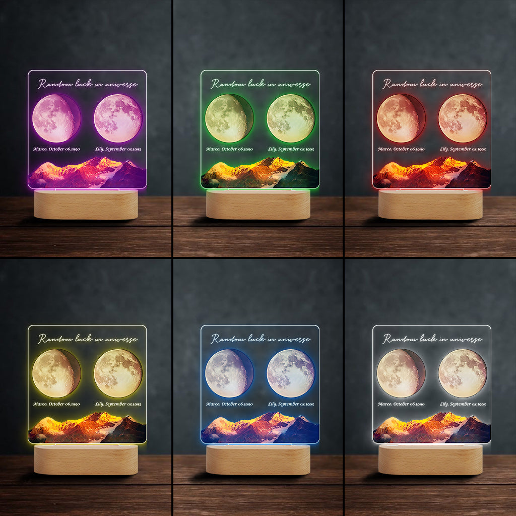 Random Luck In Universe - Personalized Couple Shaped Plaque Light Base