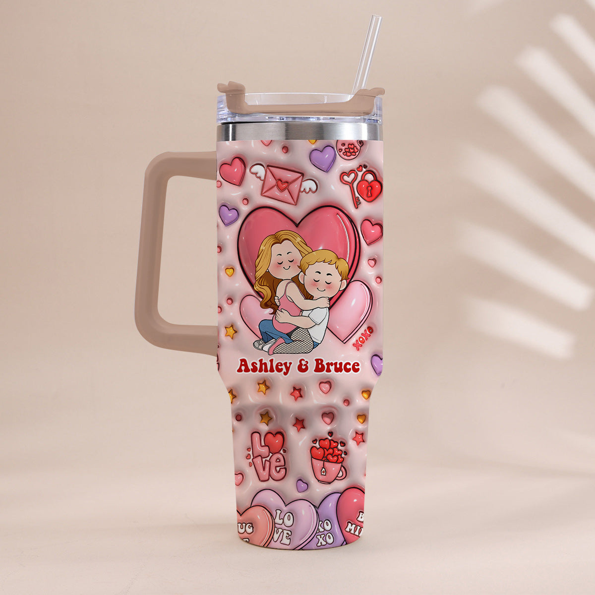 I Love You - Personalized Couple Tumbler With Handle
