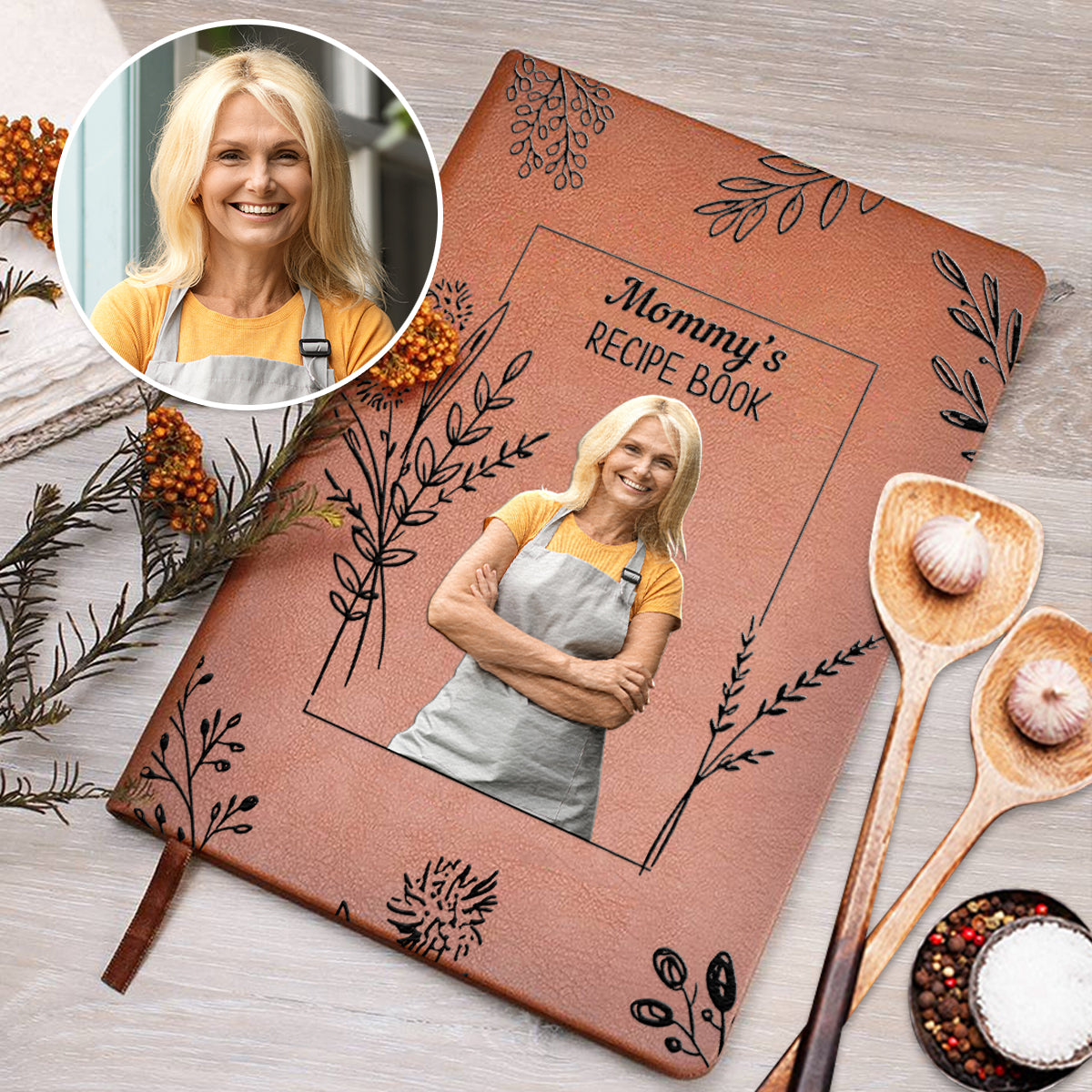 Mom's/ Grandma's/ Alice's... Recipe Book - Personalized Mother Leather Journal
