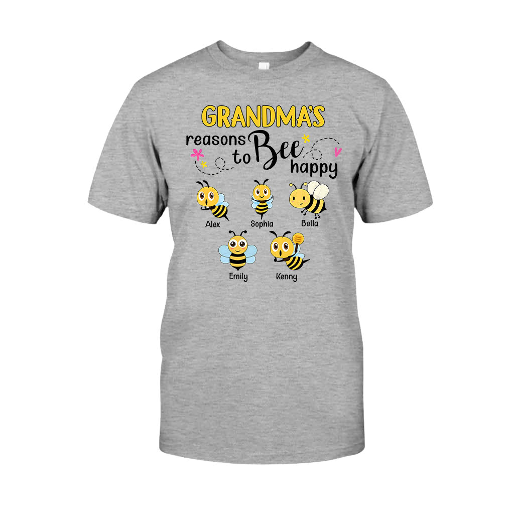 Grandma's Reasons To Bee Happy - Personalized Bee T-shirt And Hoodie
