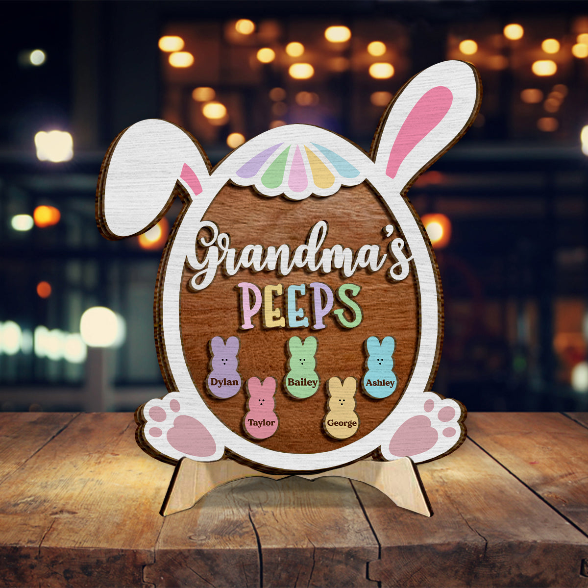 Grandma Nana Mimi Easter Peeps - Personalized Grandma 2 Layered Wood Sign / Wood Plaque