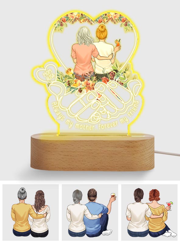 Always My Mother Forever My Friend - Personalized Mother Shaped Plaque Light Base