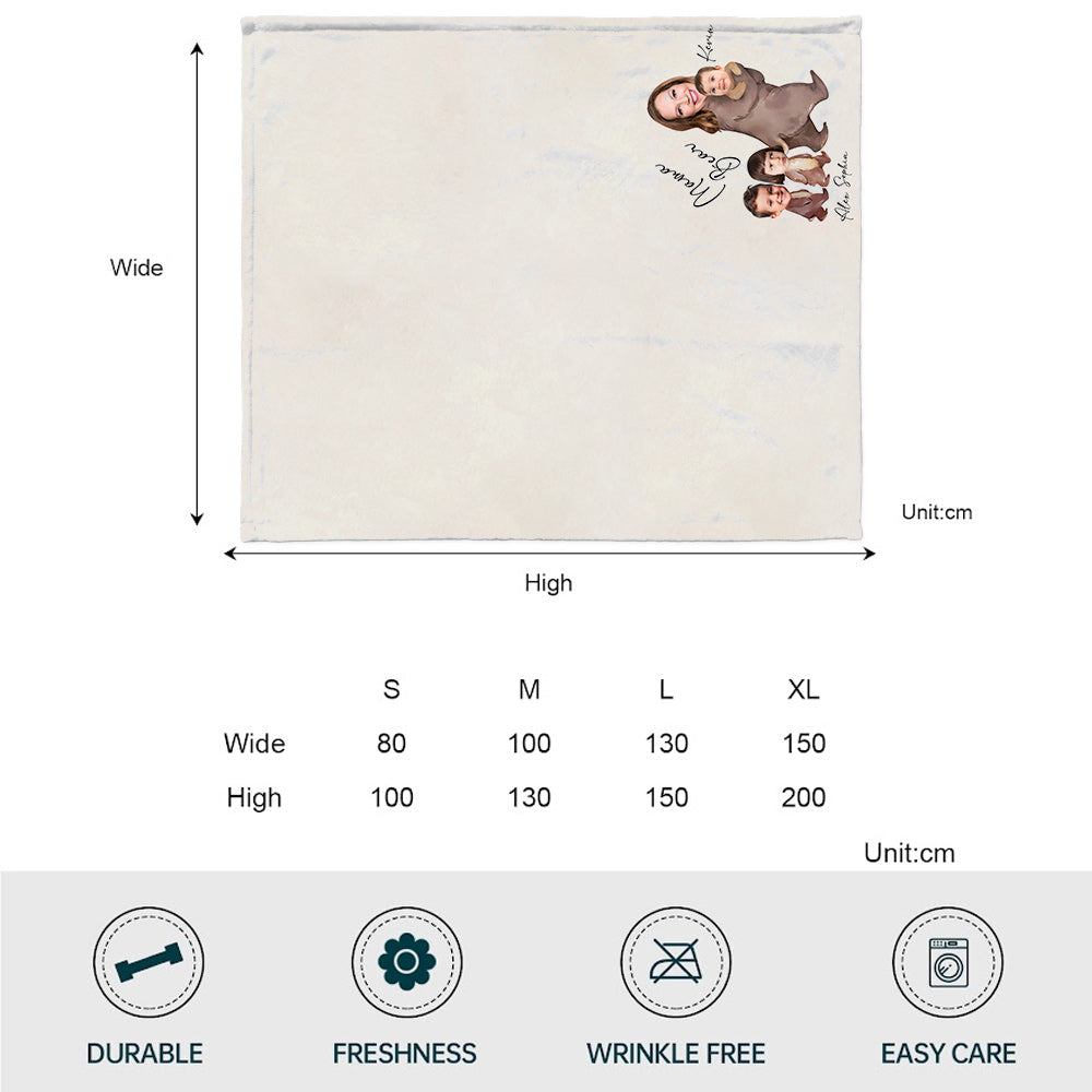 Mama Bear Watercolor Photo Custom - Personalized Mother Blanket