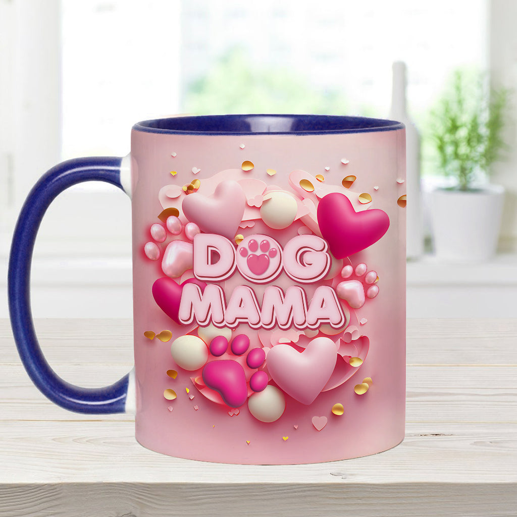 Dog Cat Mama Fur Mom 3D Pink Heart - Personalized Dog Accent Mug