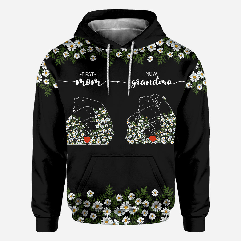 First Mom Now Grandma Bear Daisy - Personalized Grandma All Over Shirt