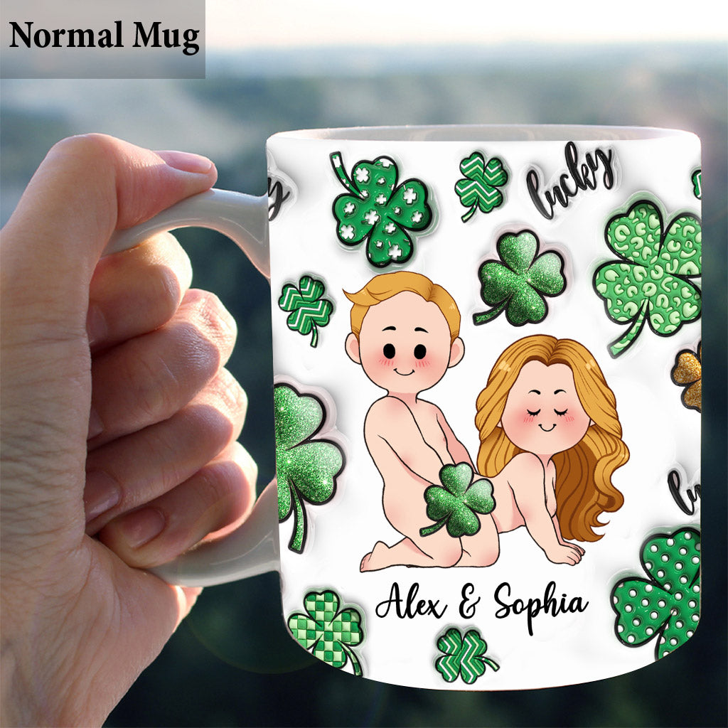 One Lucky Butt Lucky Clover Shamrock Naughty - Personalized Couple Mug