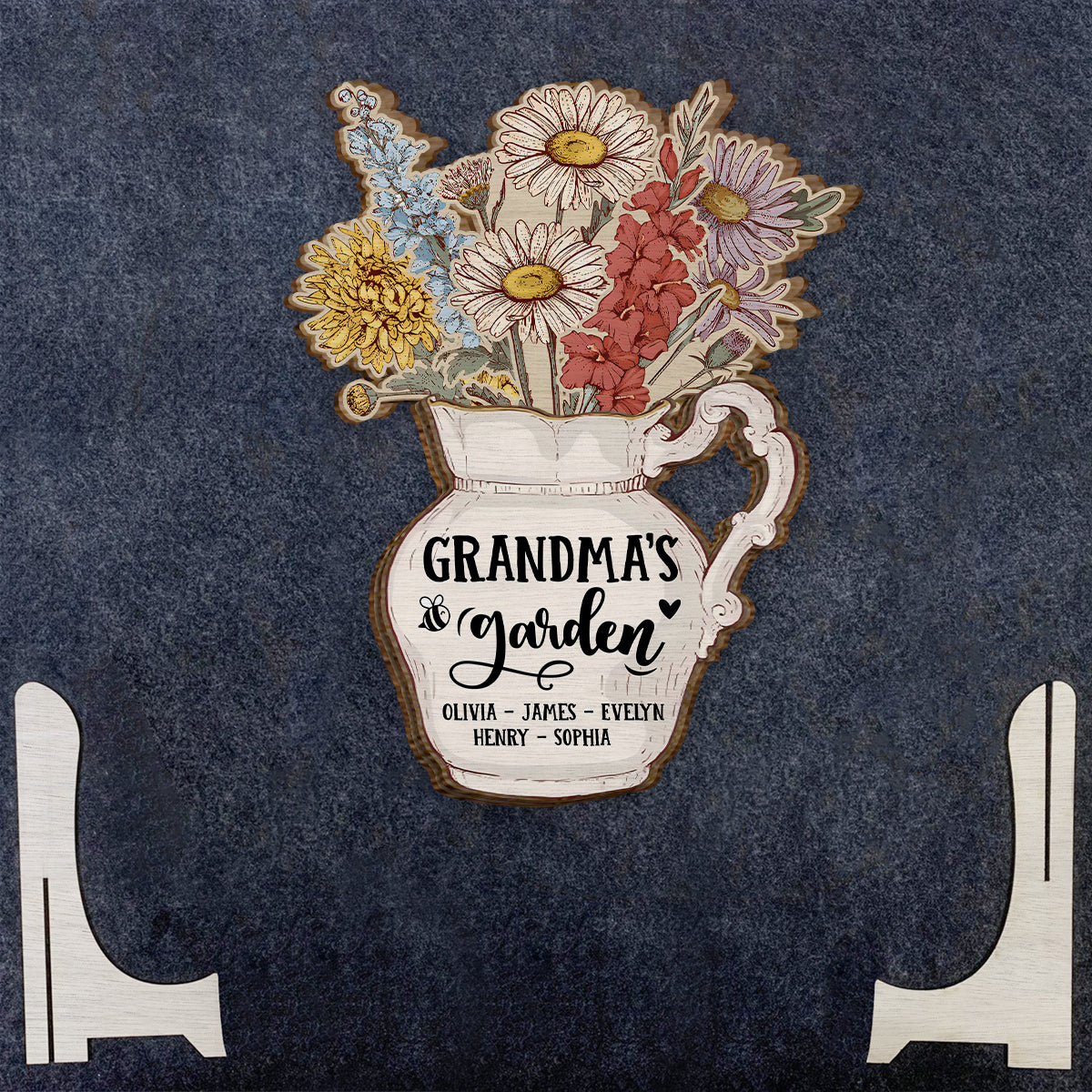 Grandma's Garden Birth Flowers Vase - Personalized Grandma 2 Layered Wood Sign / Wood Plaque