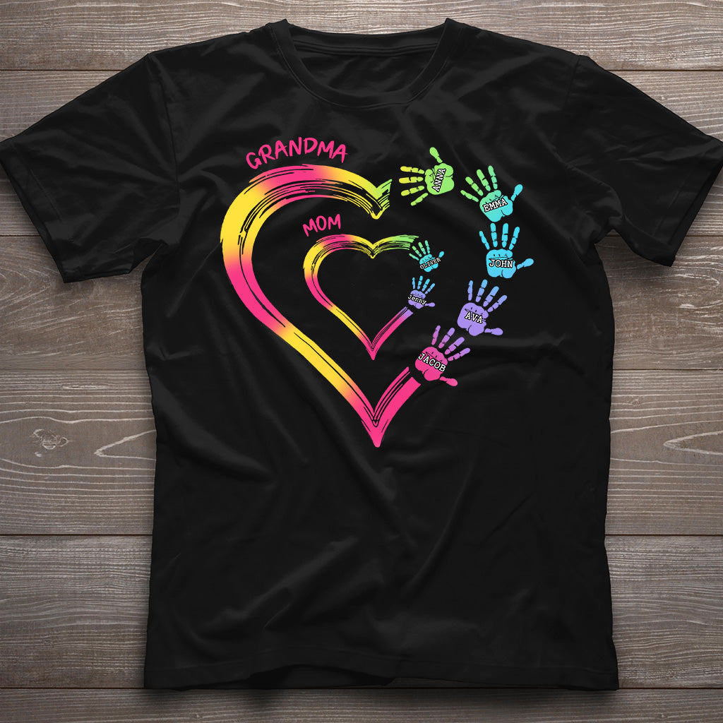 Any Title Of Mother And Grandma Double Heart Colorful - Personalized Grandma T-shirt And Hoodie
