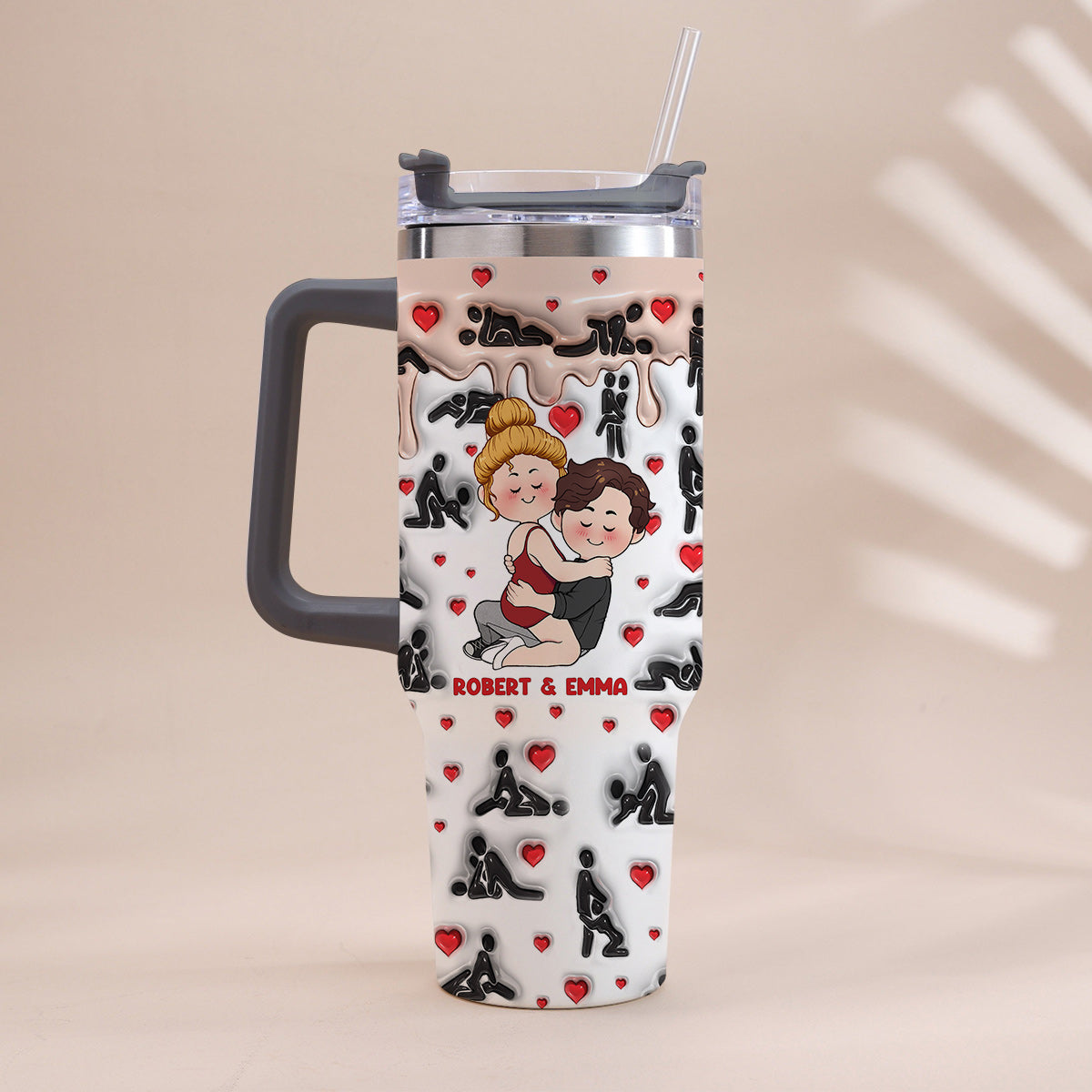 My Favorite Thing To Do Is You - Personalized Couple Tumbler With Handle