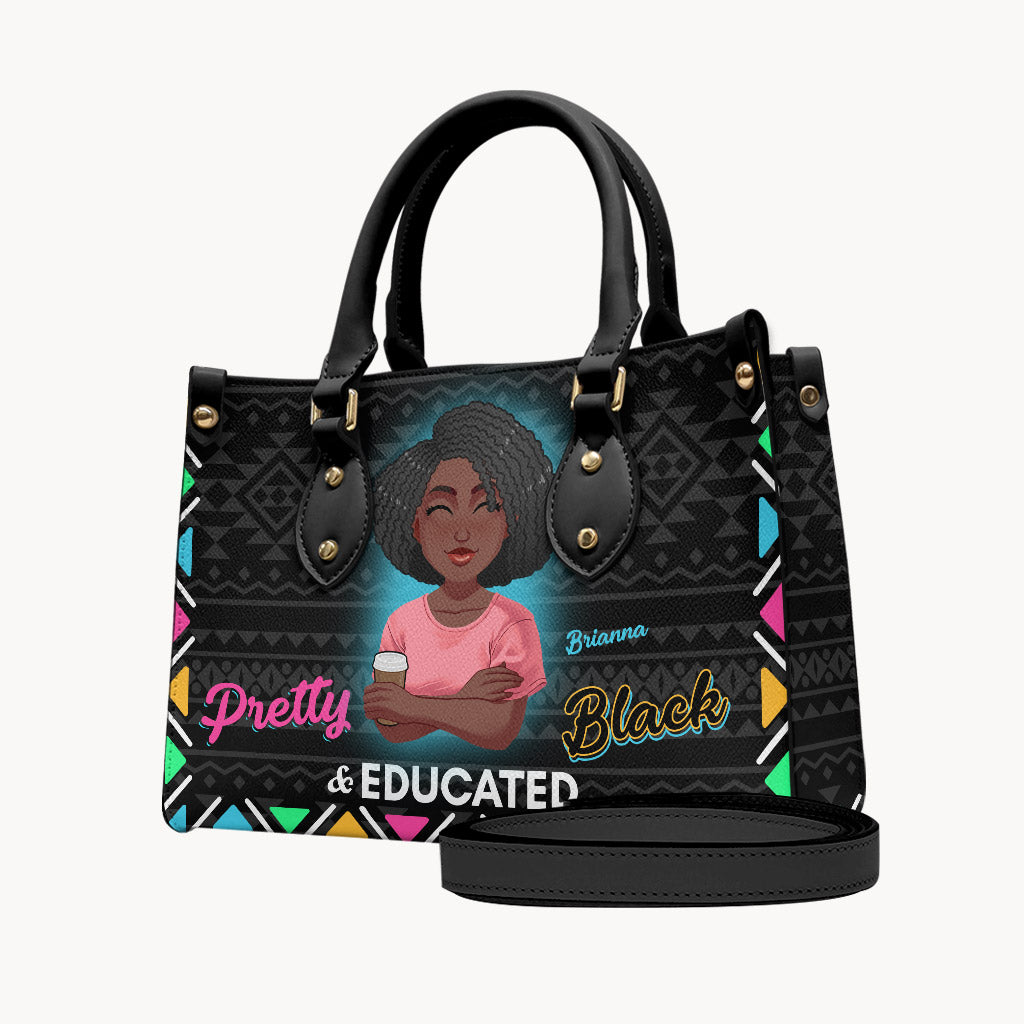 Pretty Black & Educated - Personalized African American Leather Handbag