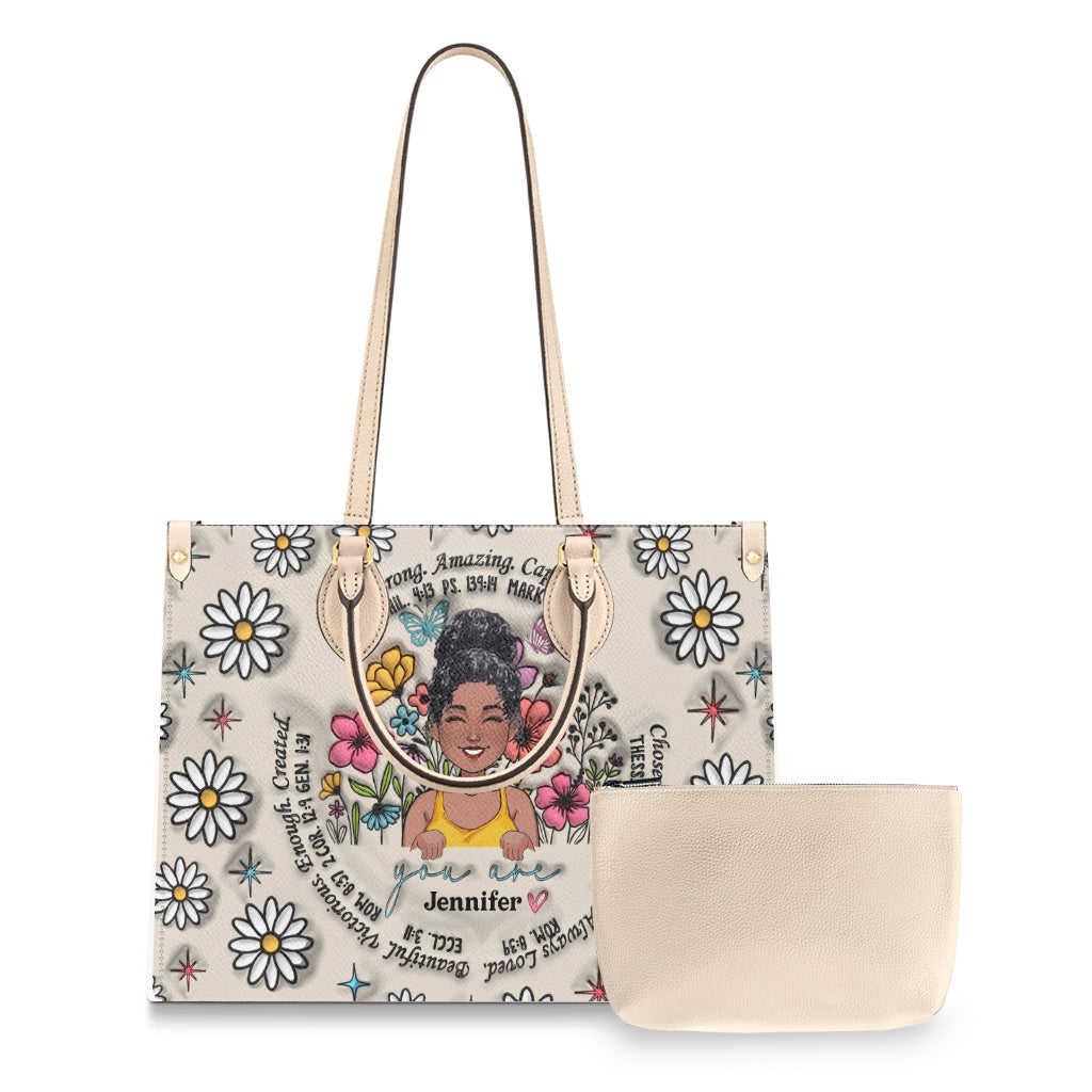 God Says You Are - Personalized African American Leather Handbag