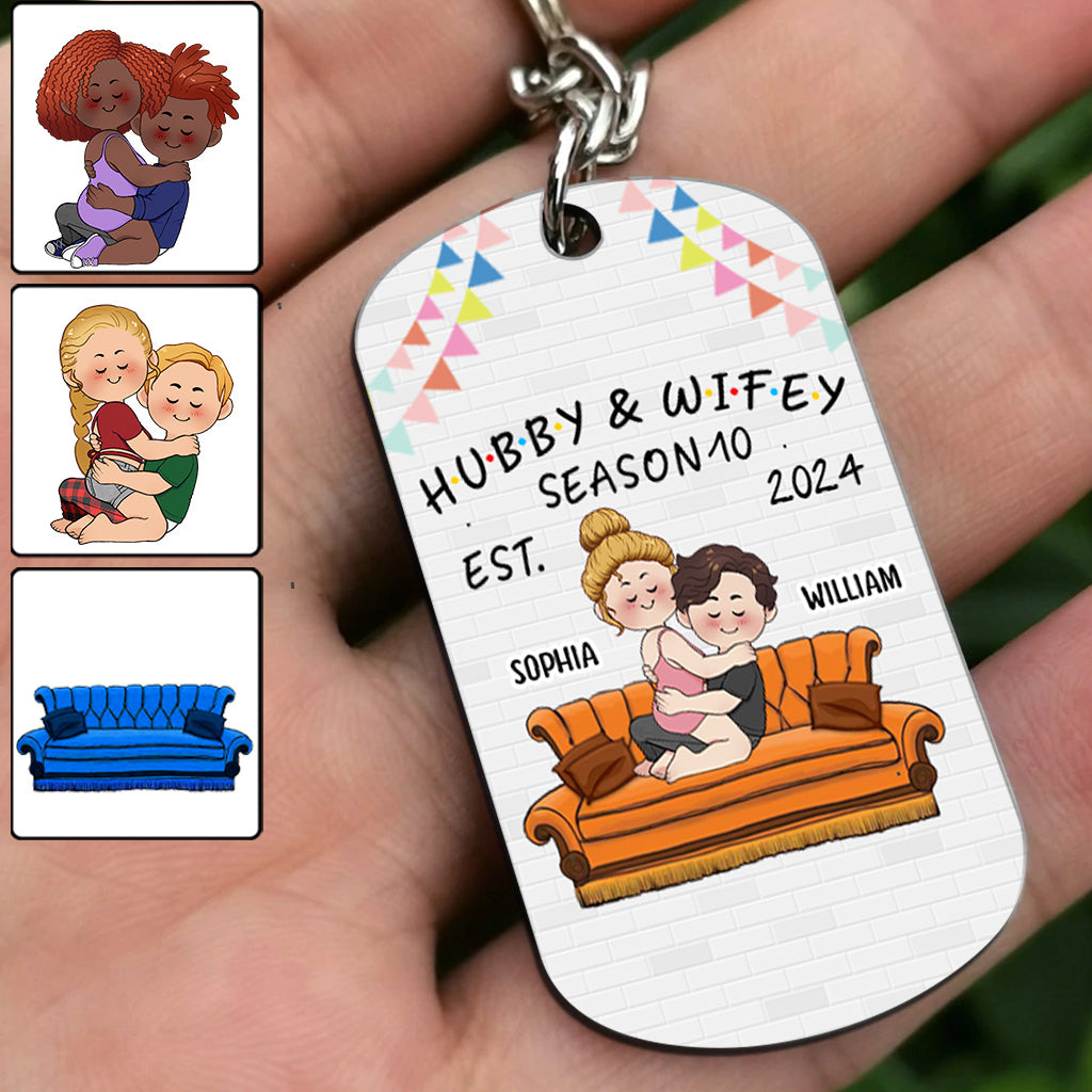 Hubby & Wifey - Personalized Husband And Wife Stainless Steel Keychain