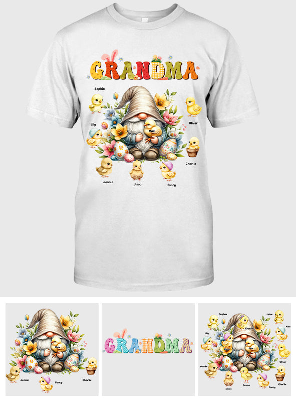 Cadeau pour grand-mère : Gnome de Pâques - T-shirt et sweat à capuche personnalisés pour grand-mère