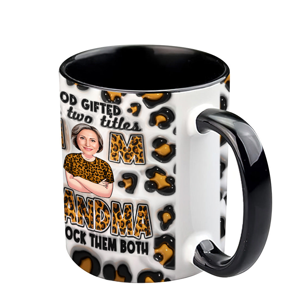 God Gifted Me Two Titles - Personalized Grandma Accent Mug