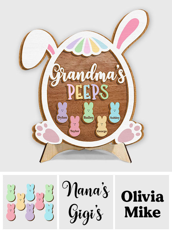Grandma Nana Mimi Easter Peeps - Personalized Grandma 2 Layered Wood Sign / Wood Plaque