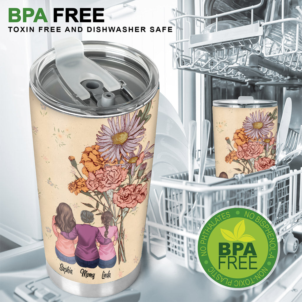 Mother And Children Birth Flowers - Personalized Mother Tumbler