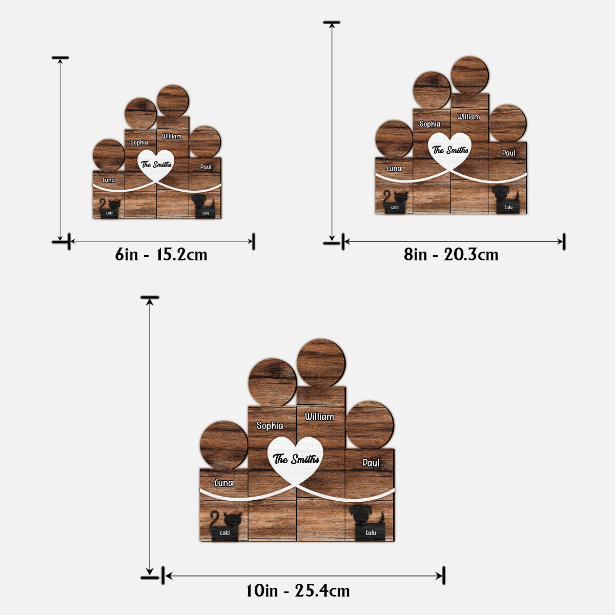 Wooden Family Block Figures - Personalized Family 2 Layered Wood Sign / Wood Plaque