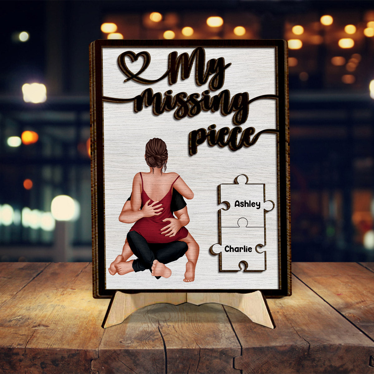 My Missing Piece - Personalized Couple 2 Layered Wood Sign / Wood Plaque