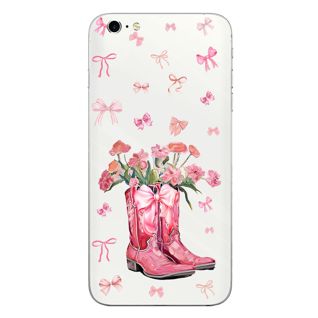 Cowgirl Boots Coquette - Personalized Horse Clear Phone Case