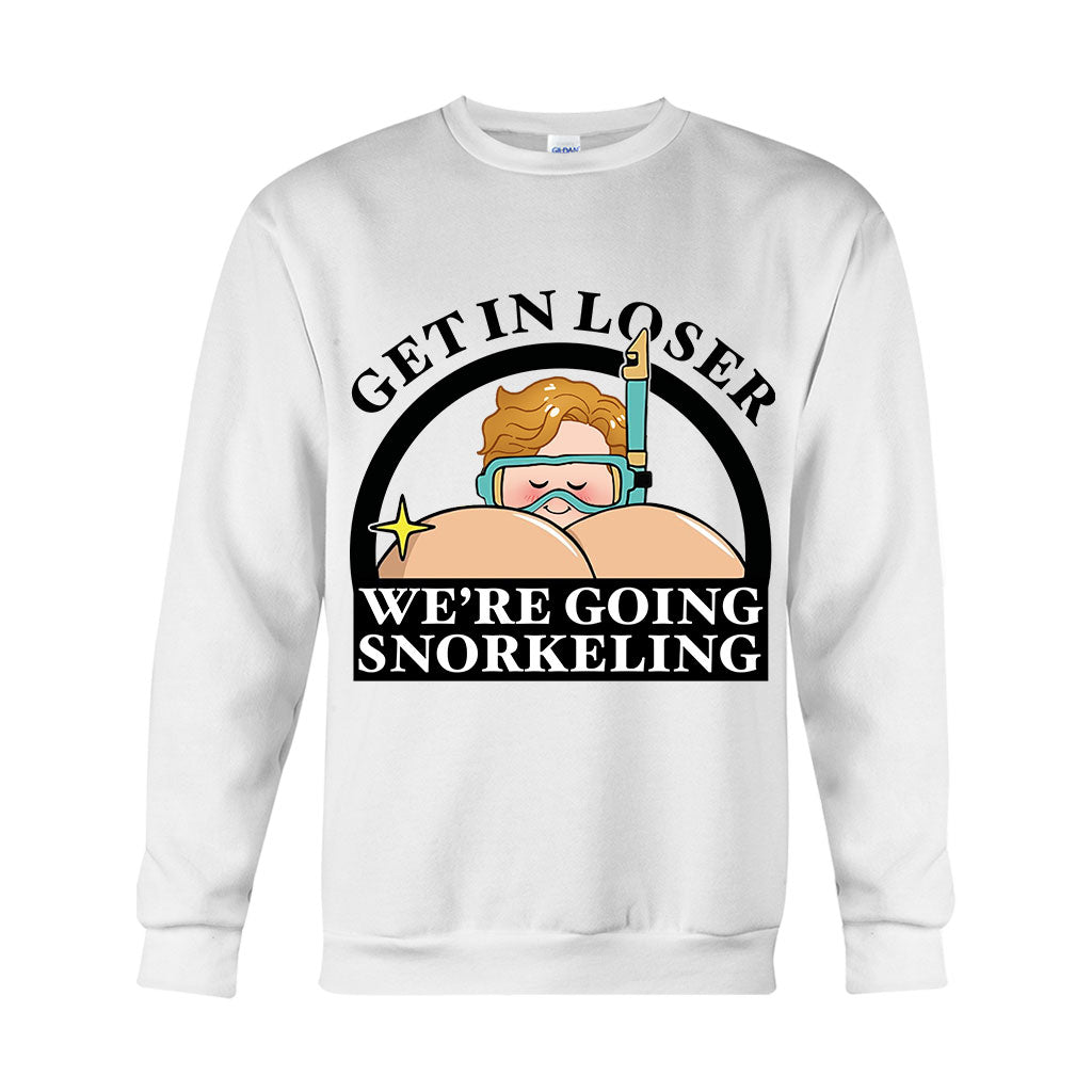 T-shirt et sweat à capuche humoristiques « Plongée sous-marine » personnalisés « Get In Loser Snorkeler » -