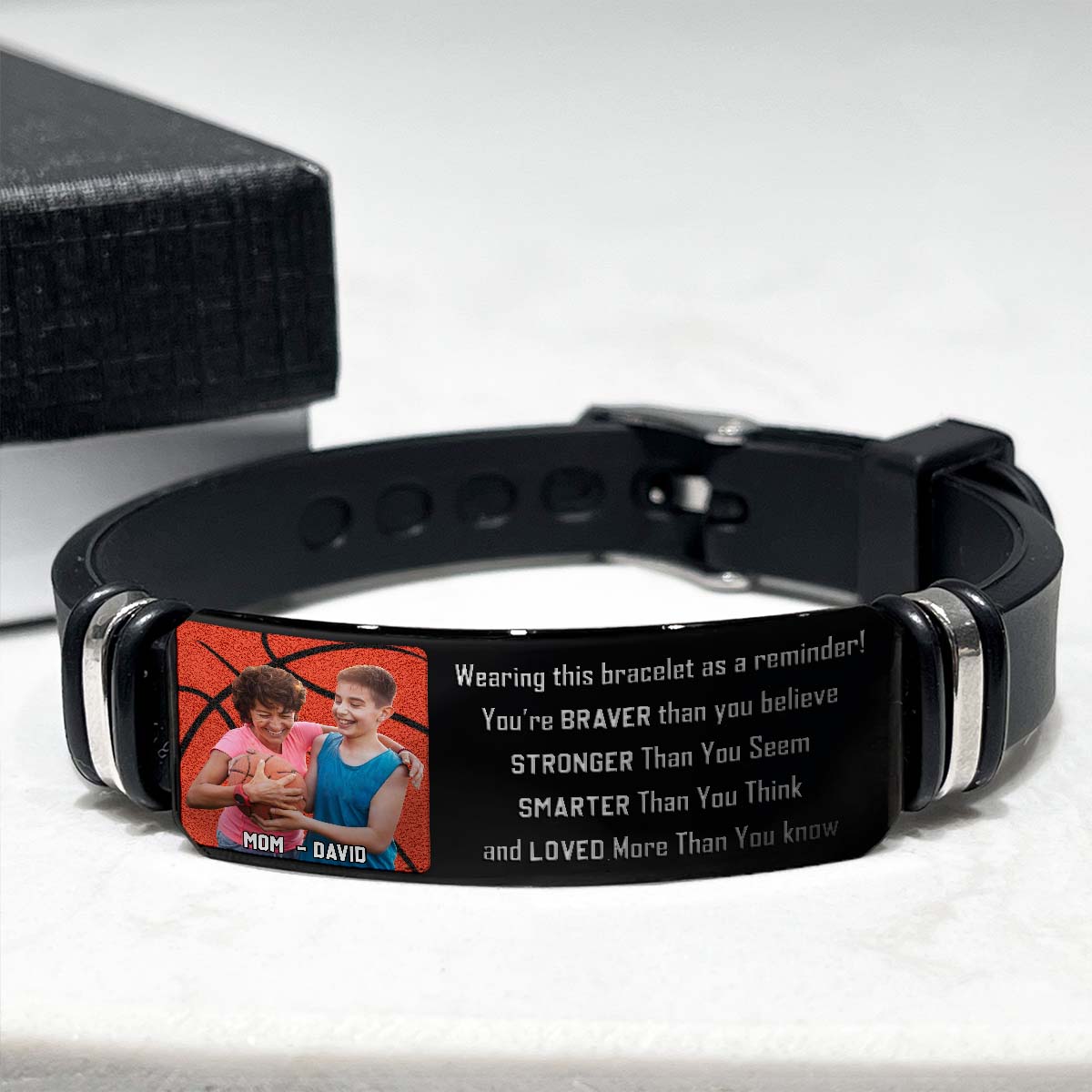 Du bist mutiger, als du glaubst – Personalisiertes Basketball-Armband mit Gravur