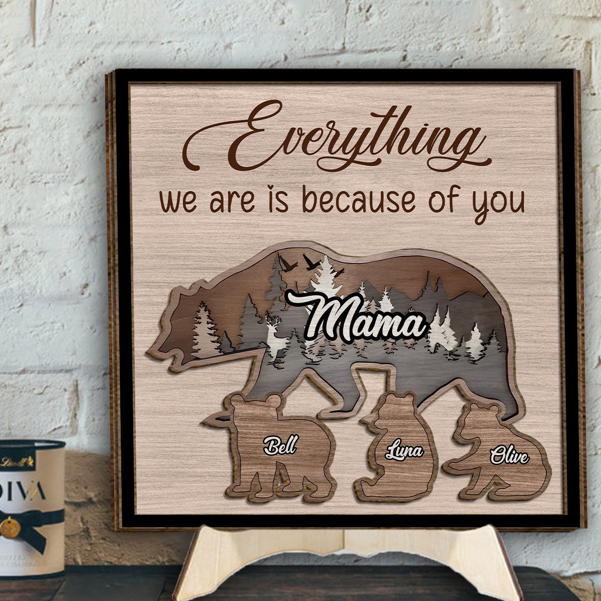 Mama Bear - Personalized Mother 2 Layered Wood Sign / Wood Plaque