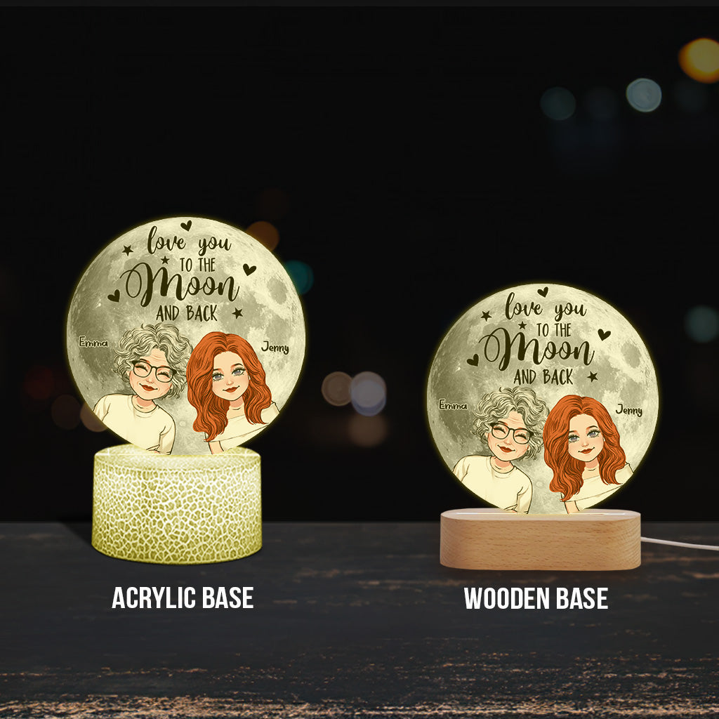 Love You To The Moon & Back - Personalized Mother Shaped Plaque Light Base