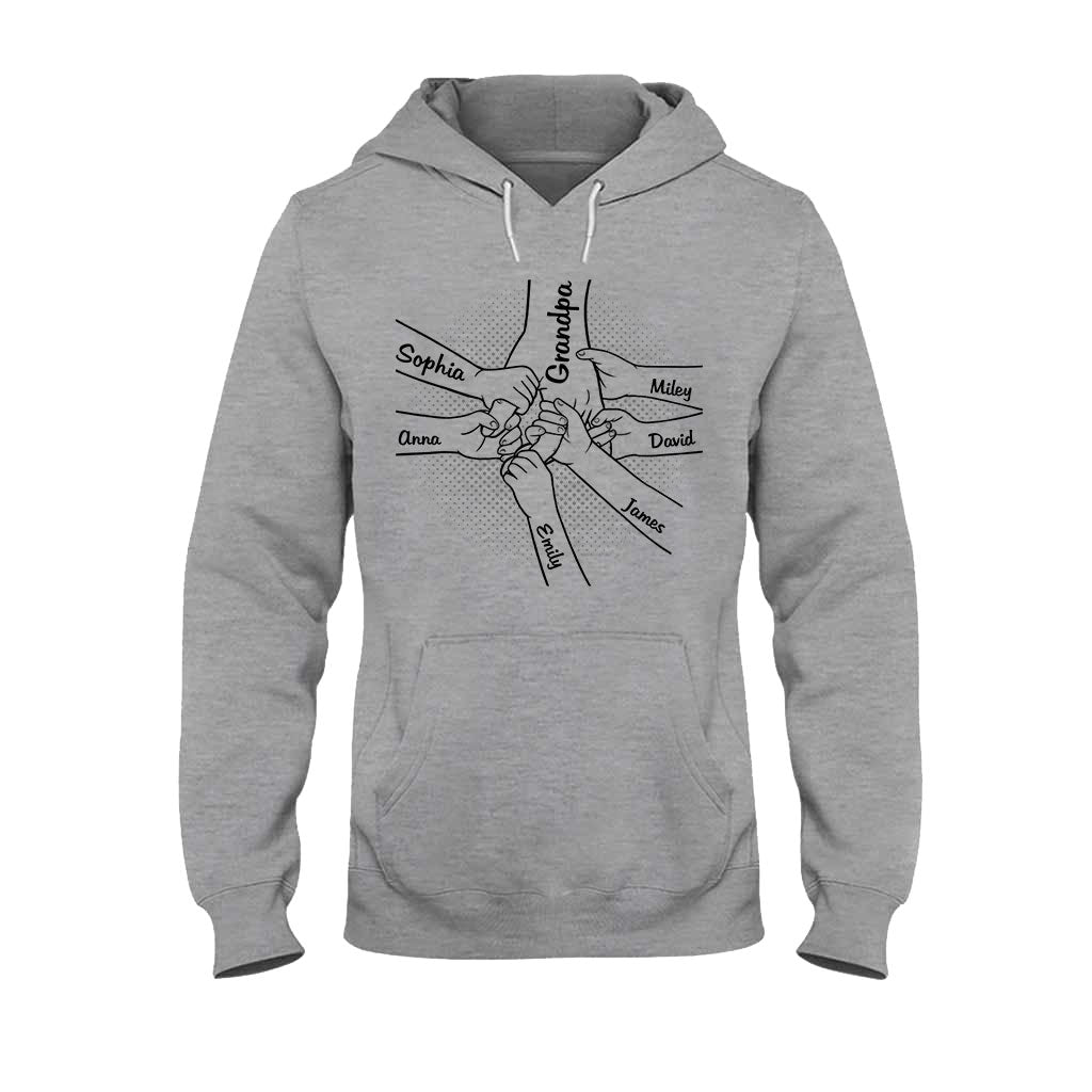 Hand In Hand - Personalized Grandpa T-shirt And Hoodie