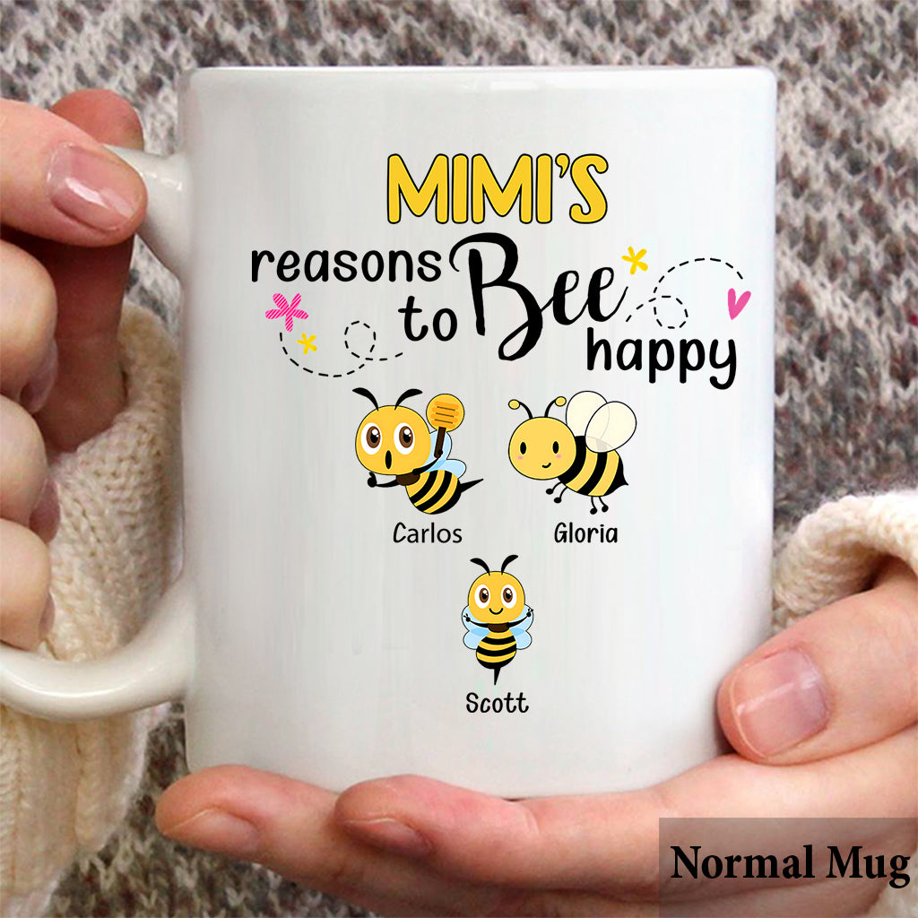 Les raisons de grand-mère d'être heureuse - Mug abeille personnalisé