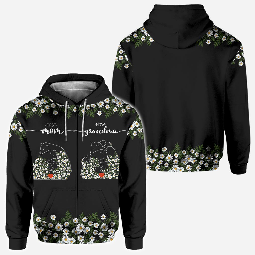 First Mom Now Grandma Bear Daisy - Personalized Grandma All Over Shirt