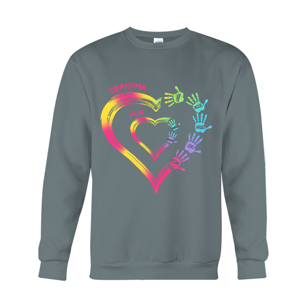 Any Title Of Mother And Grandma Double Heart Colorful - Personalized Grandma T-shirt And Hoodie