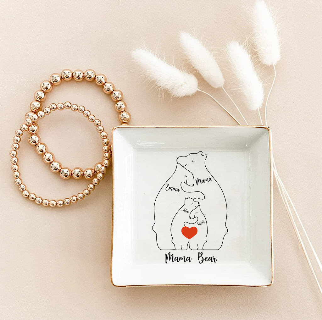 Mama Bear Daisy - Personalized Mother Jewelry Dish