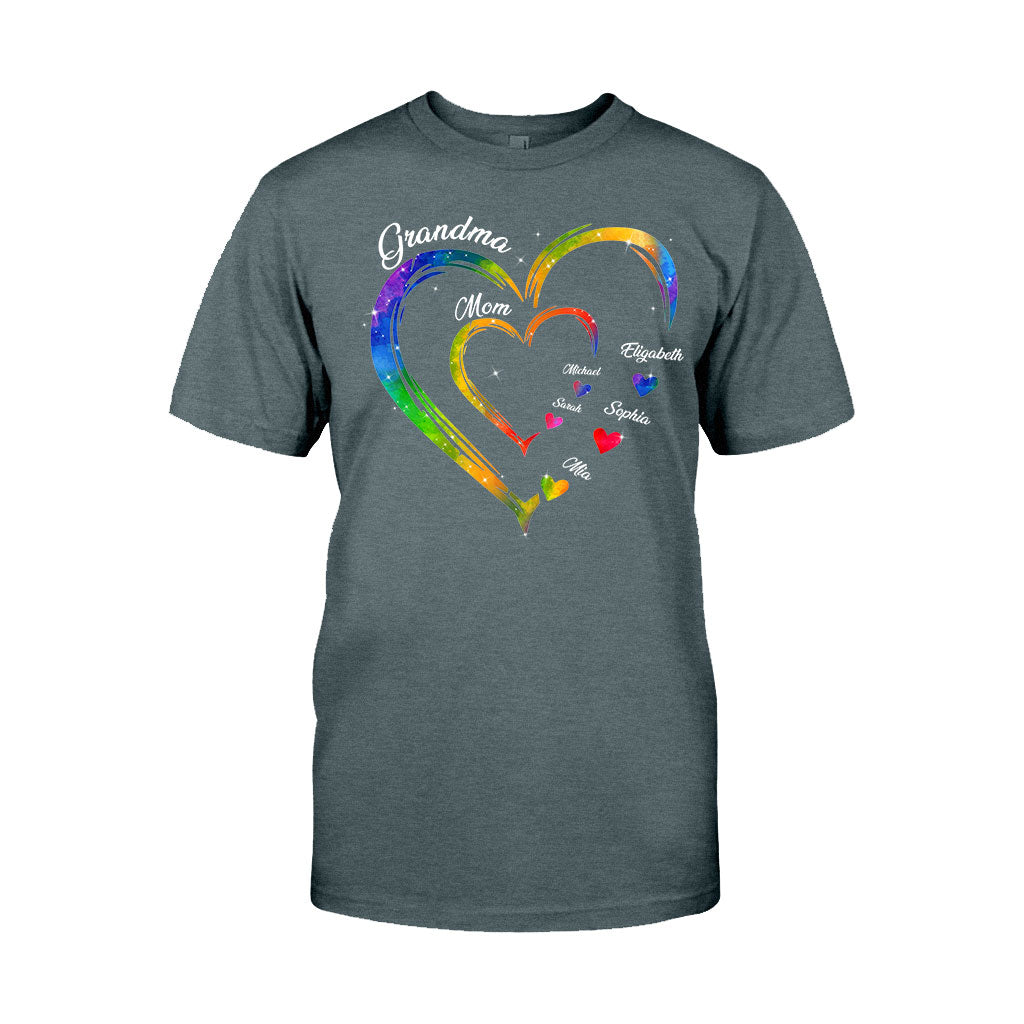 Grandma Mom Hearts - Personalized Grandma T-shirt And Hoodie