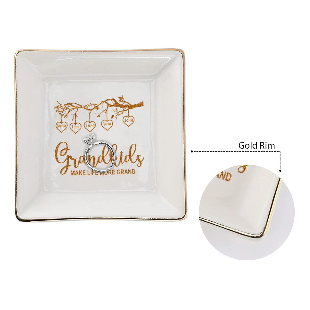 Grandkids Make Life More Grand - Personalized Grandma Jewelry Dish